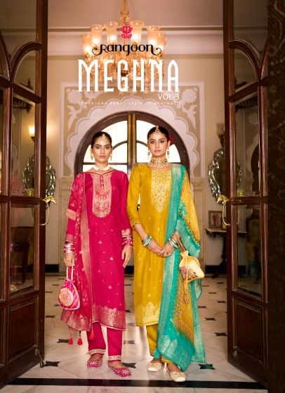 Meghana Vol 3 By Rangoon Jacquard Kurti With Bottom Dupatta